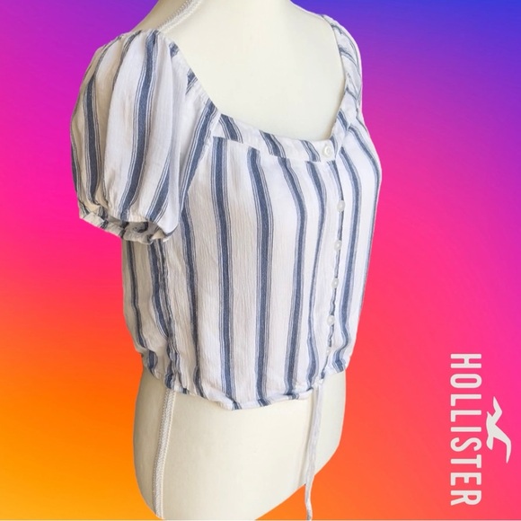 Hollister Blue and White Striped Blouse - Picture 1 of 11